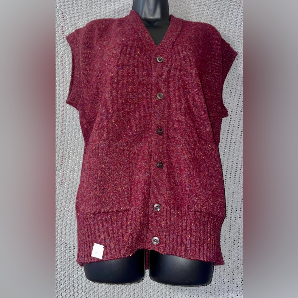 Vtg Royal Knight Wool Blend Sweater Vest Sleeveless Cardigan Men's XL USA Union